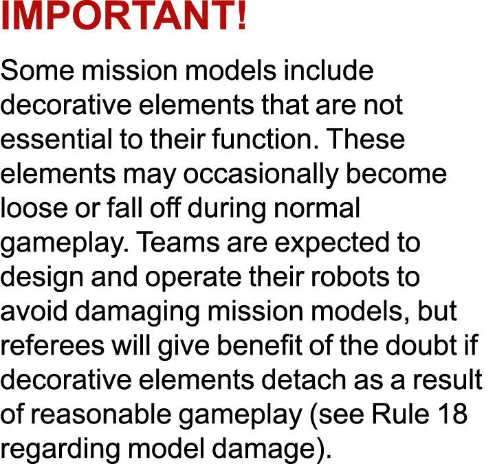 IMPORTANT! Some mission models include decorative elements that are not essential to their function. These elements m...